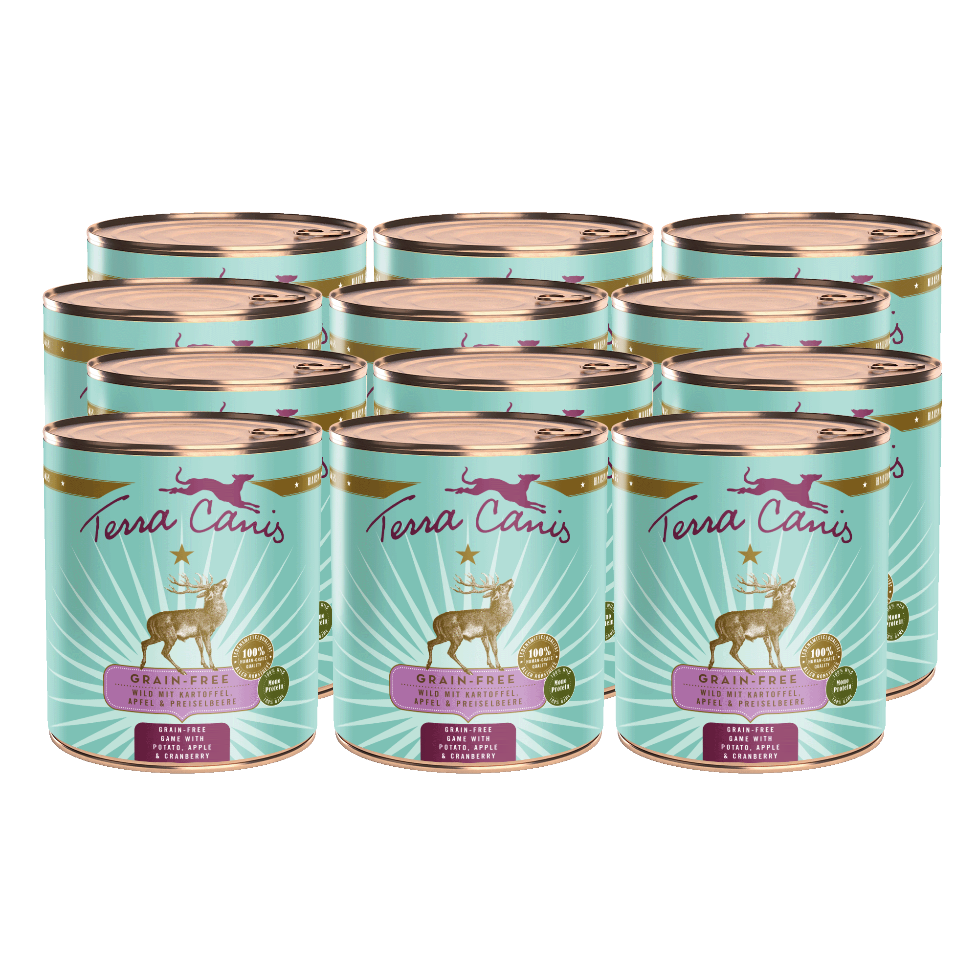 Terra Canis Getreidefrei | Wild mit Kartoffel, Apfel und Preiselbeere 12x 800g