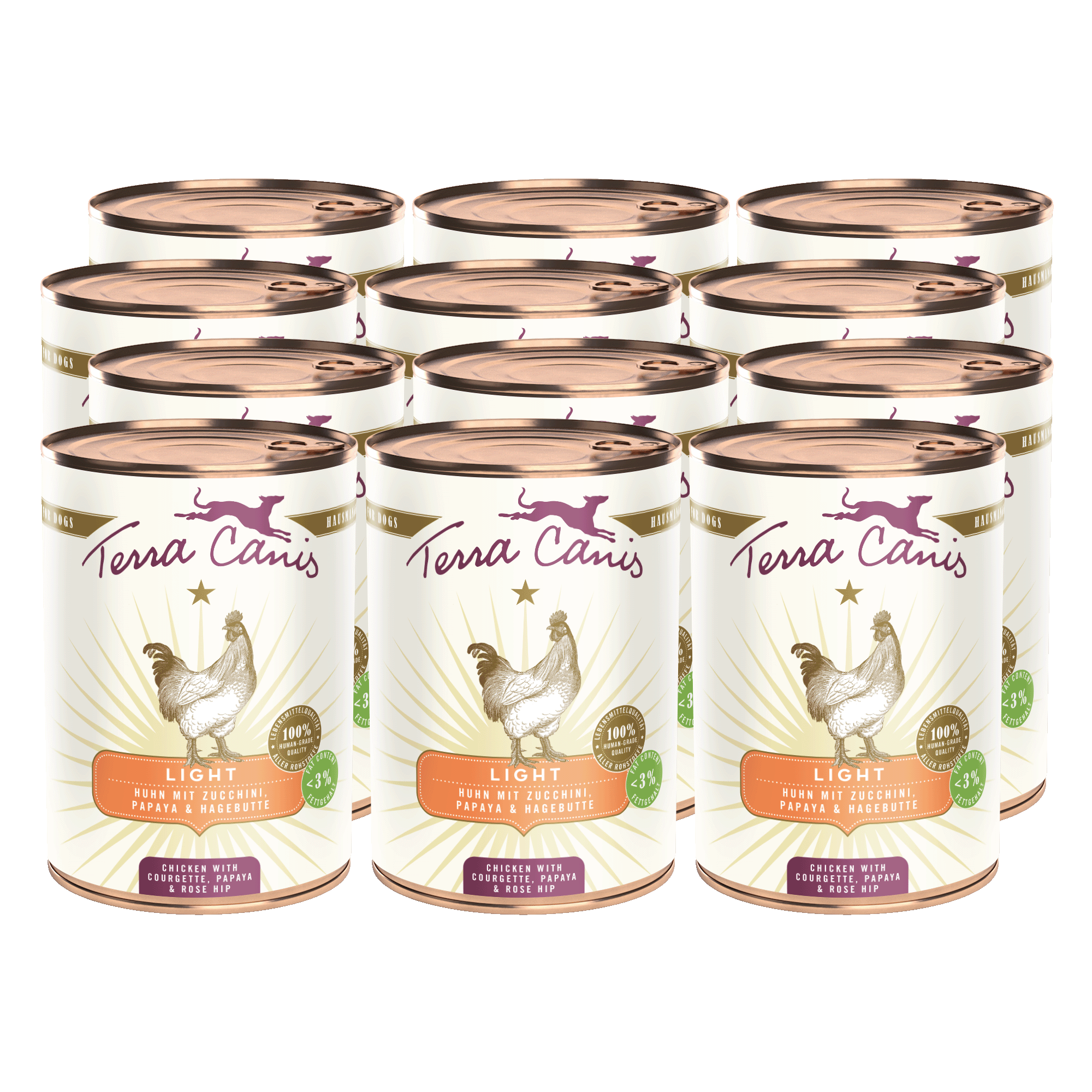 Terra Canis Light | Huhn mit Zucchini, Papaya und Hagebutte 12x 400g