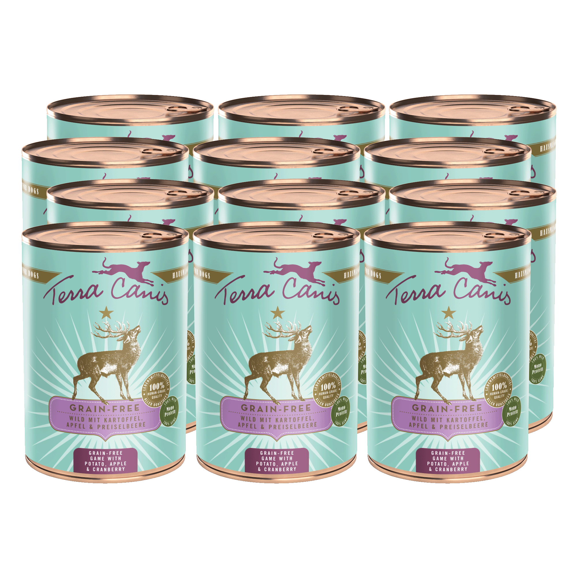 Terra Canis Getreidefrei | Wild mit Kartoffel, Apfel und Preiselbeere 12x 400g