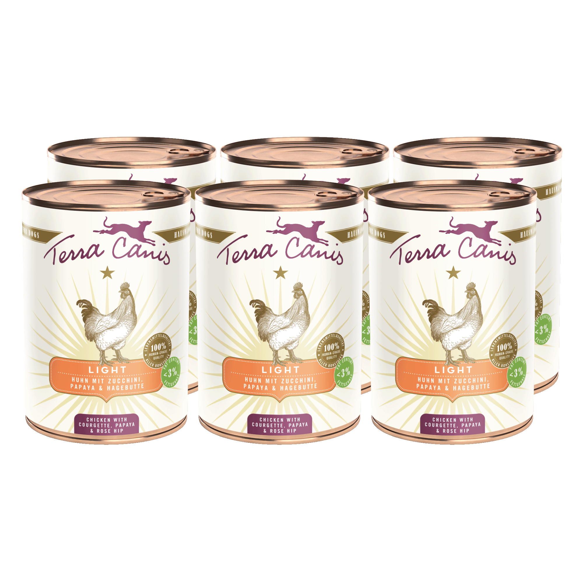 Terra Canis Light | Huhn mit Zucchini, Papaya und Hagebutte 6x 400g