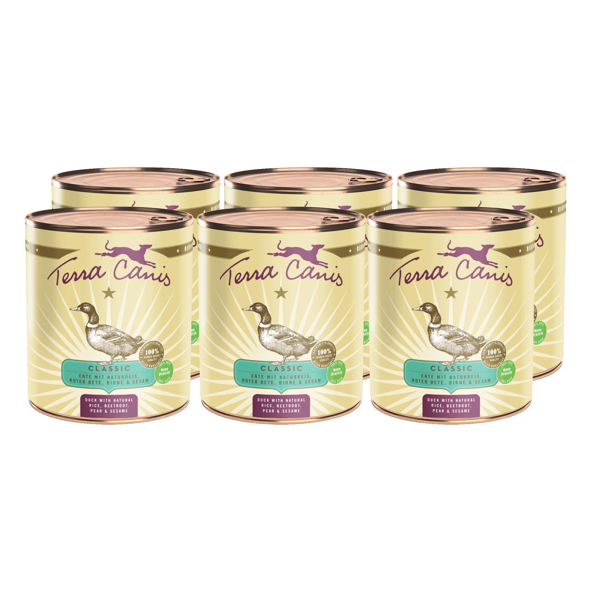 Terra Canis Classic | Ente mit Naturreis, Roter Bete, Birne und Sesam 6x 800g