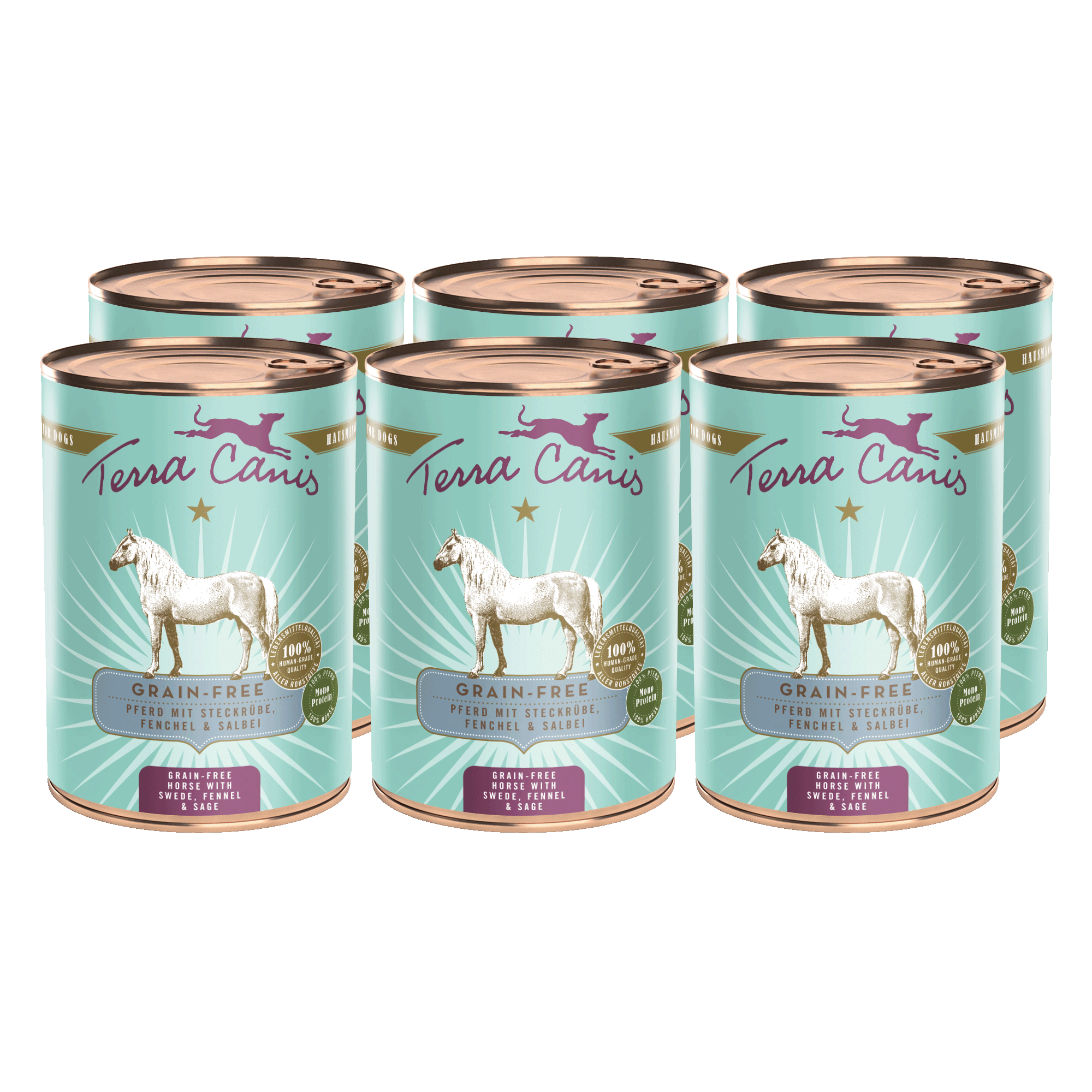 Terra Canis Getreidefrei | Pferd mit Steckrübe, Fenchel und Salbei 6x 400g