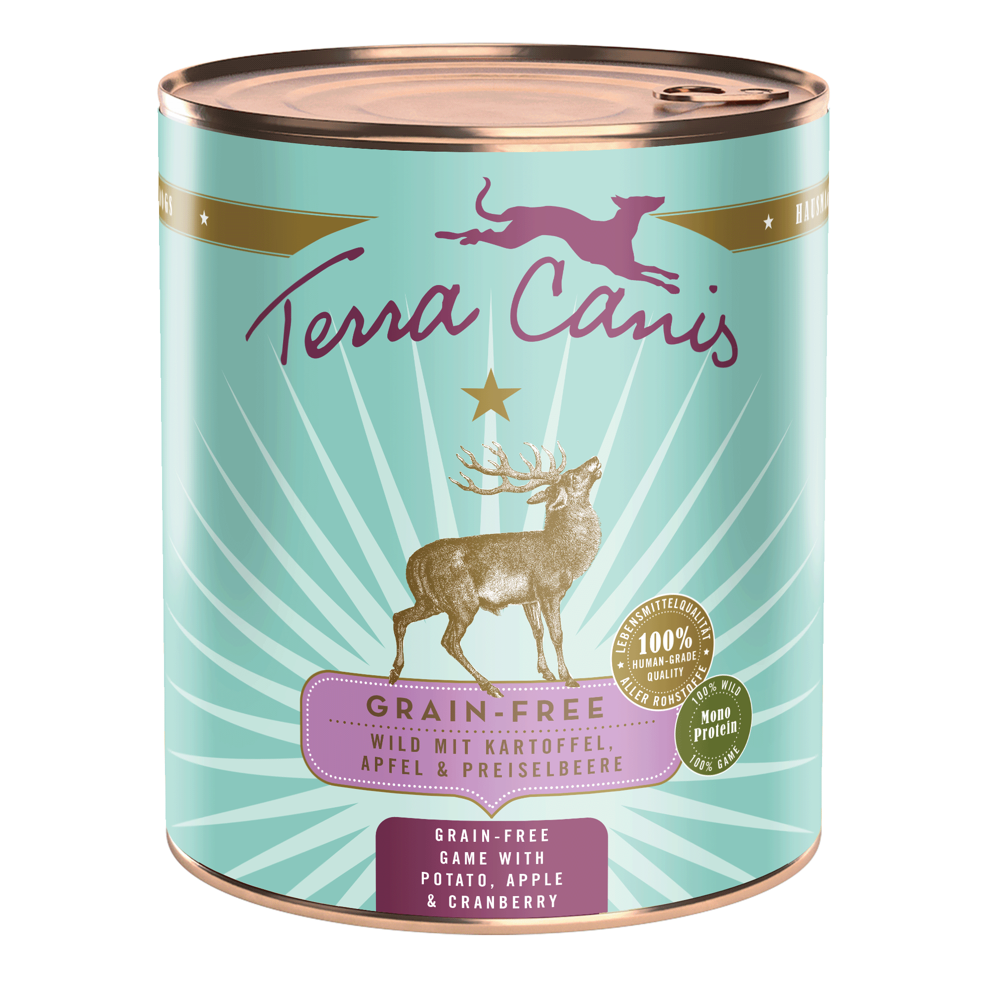 Terra Canis Getreidefrei | Wild mit Kartoffel, Apfel und Preiselbeere 800g